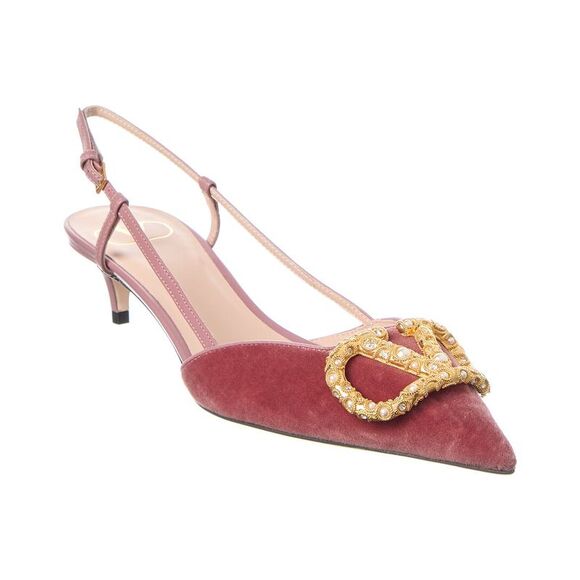 Valentino Vlogo 40 Velvet Slingback Pump, Pink - Picture 1 of 5